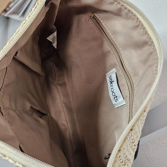 SAKROOTS Lumi Convertible Turtle Crossbody Shoulder Bag Woven Straw - Picture 6 of 6